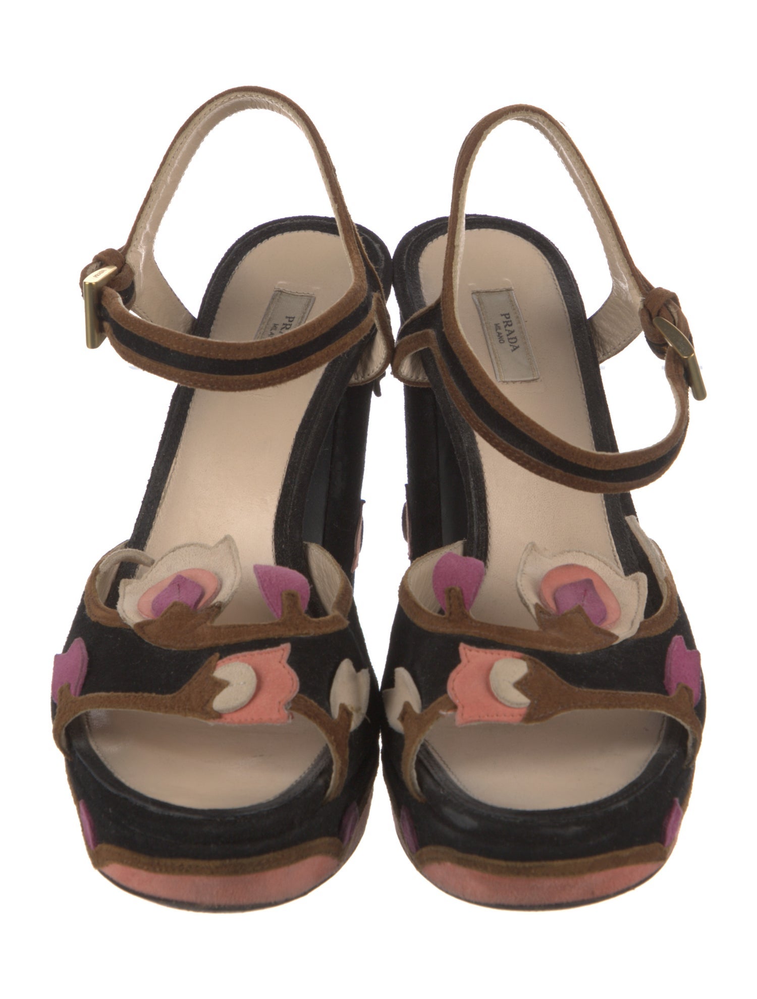 Prada Suede Floral Print Sandals